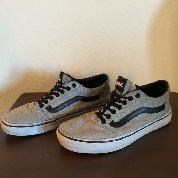 grey vans with black stripe